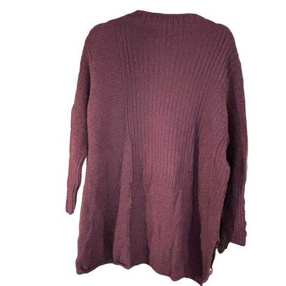 Habitat Purple Cotton Sweater Wmns L Textured Knit Pattern Long Sleeve Mock Neck - Picture 11 of 11